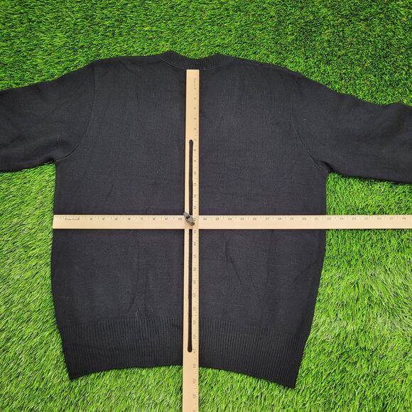 Vintage 80s MOD Knitwear Sweater Large 22x25 Black - Picture 4 of 9